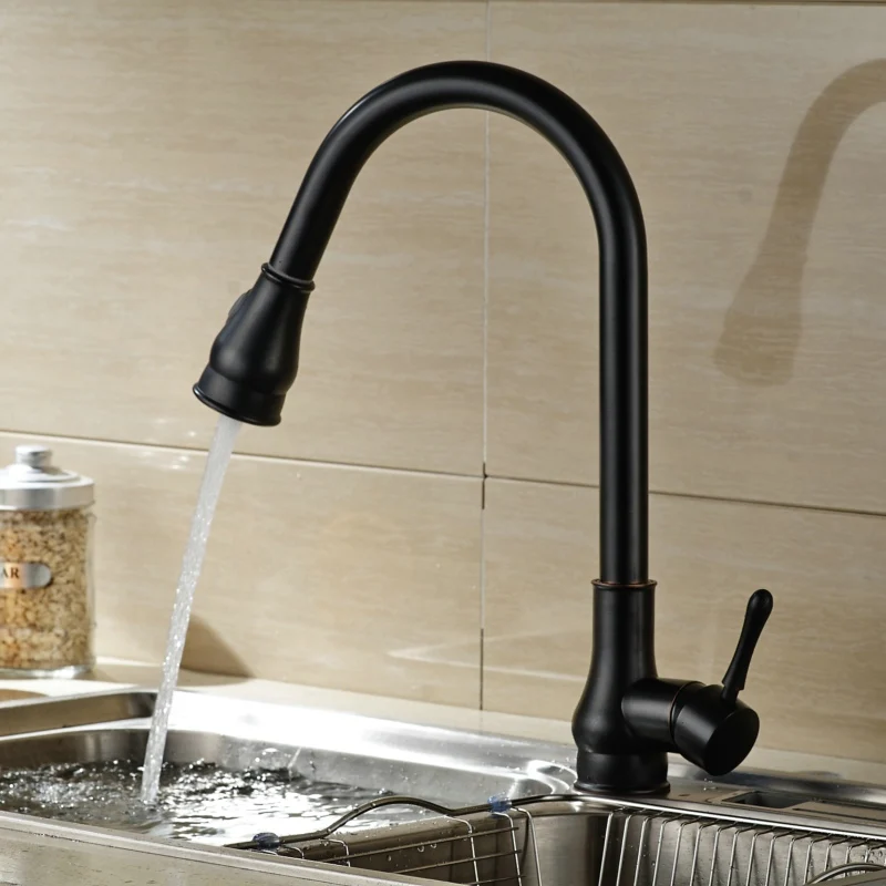 Becola New Design Black Antique Brass Kitchen Faucet Pull Out Kitchen Mixer Swivel Sink TapB9206B minimalist kitchen tap kitchen