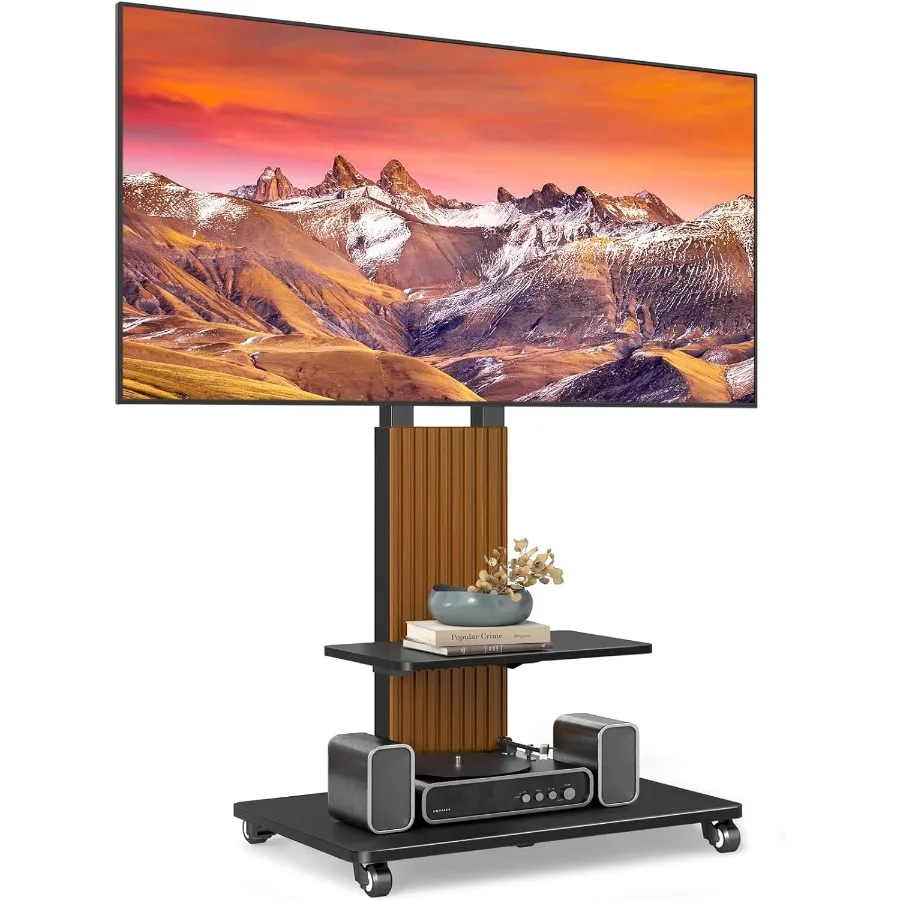 Robuuste rollende tv-standaard Ontworpen voor 5590 inch grote tv's tot 150 lbs met in hoogte verstelbare houder en ruime opslag Sh