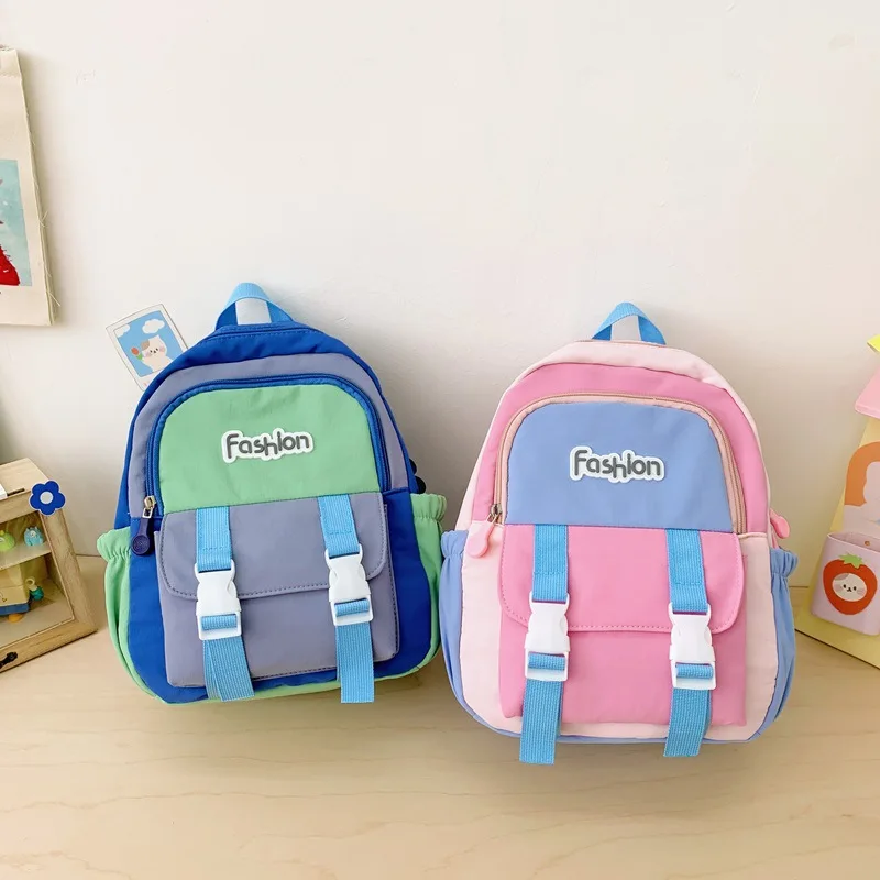 Kids School Backpack For Boys Girls Lightweight Waterproof Nylon Toddler Kindergarten Bag With Fashion Buckle Design Children