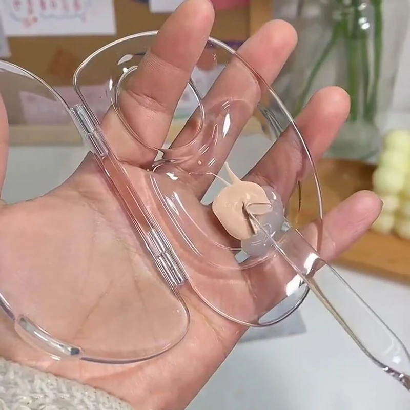 2 قطعة/المجموعة قابلة للطي شفافة ماكياج لوحة ألوان الأساس السائل لون خلط صينية ماكياج لون مجلس ماكياج كريم خلط