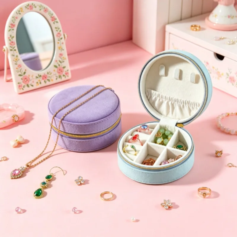 1Pcs Velvet Travel Jewelry Organizer Box  Anti-Scratch Soft Lining for Necklaces Earrings Rings Perfect for Travel  Gifting
