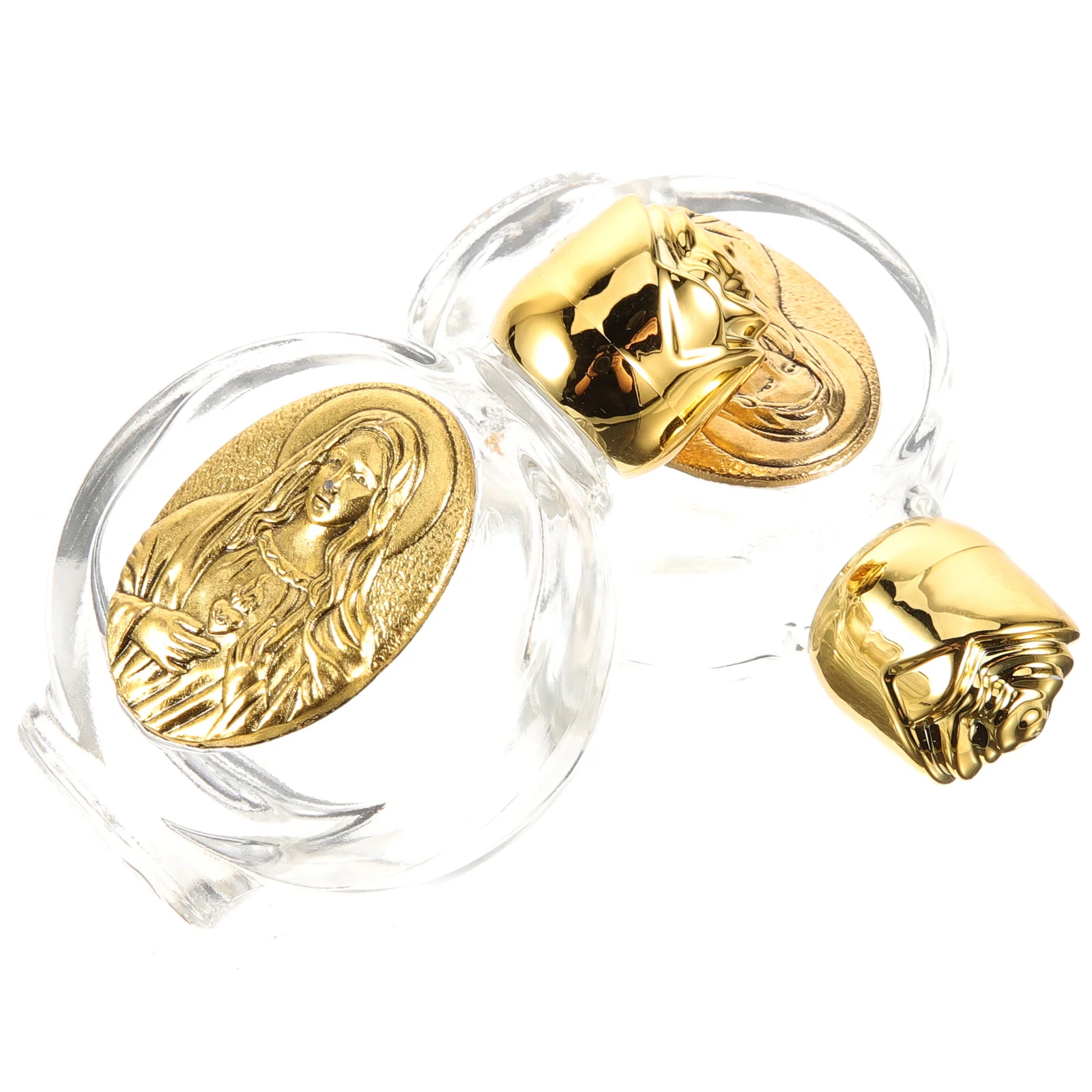 

2Pcs Embossed Small Glass Holy Water Bottle Portable Refillable Church Use Blessing Bottle Wedding Party Decoration