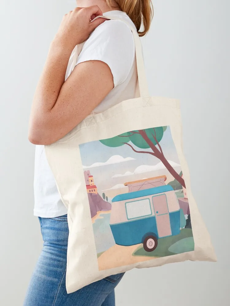 

Vintage Caravan by the Sea Tote Bag Handbags reusable shopping bags tote bag university personalized tote