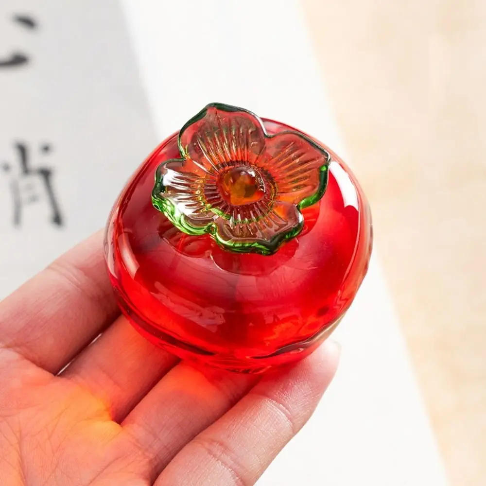Professional Crystal Glass Paperweight Traditional Writing Pumpkin Persimmon Paperweight Artist Drawing Calligraphy Accessories