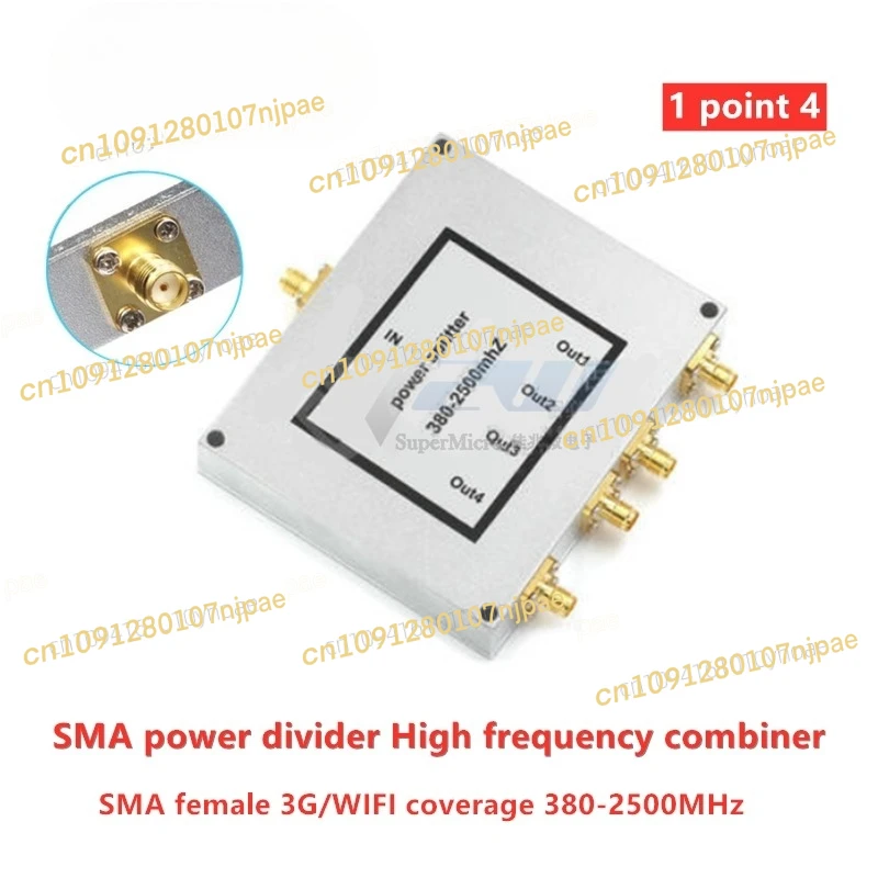 

Power Splitter SMA 1 point 4 380-2500MHz High Frequency 4 power splitter 3G/WIFI coverage, 4 Power Divider Radio Frequency 1 PCS
