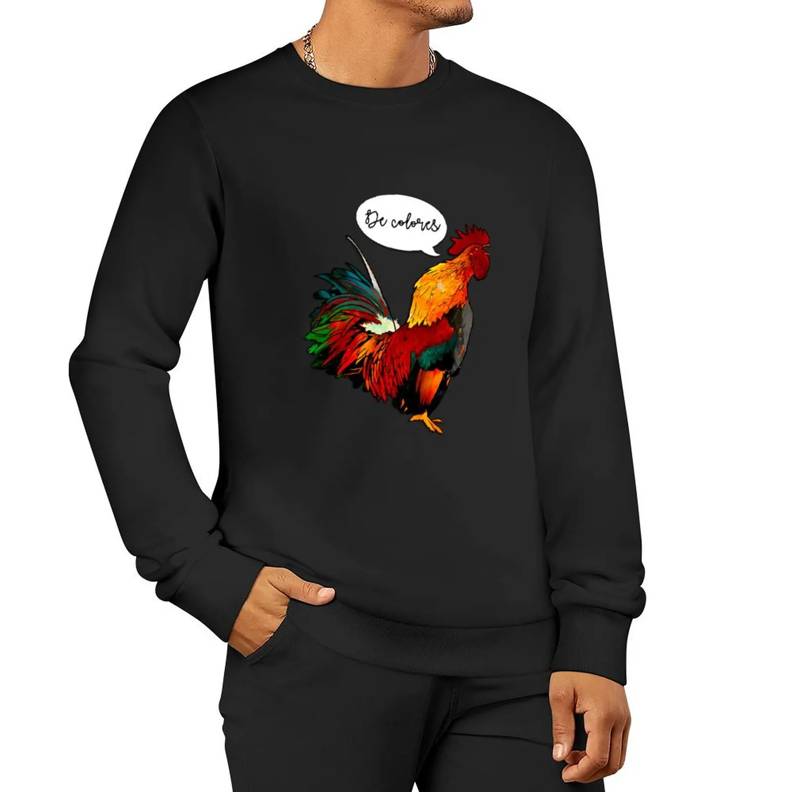 

De Colores Stained Glass Rooster Pullover Hoodie winter clothes mens clothes hooded sweatshirt