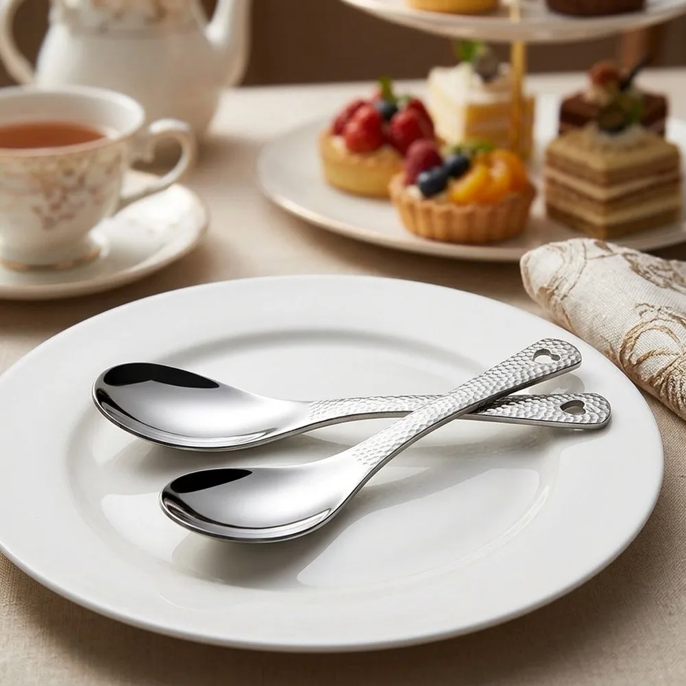 6Pcs Stainless Steel Spoon Big Capacity Spoon Reusable Tableware For Desserts, Fruits, And Home Kitchen Use