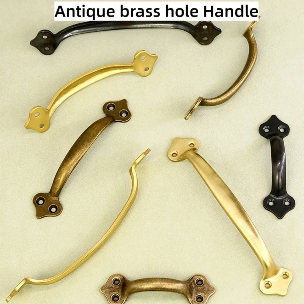 Chinese Style Pure Copper Ruyi Head Handle, Antique Gold/Bronze Furniture Pull for Cabinet Door Drawer Tea & Medicine Cabinet