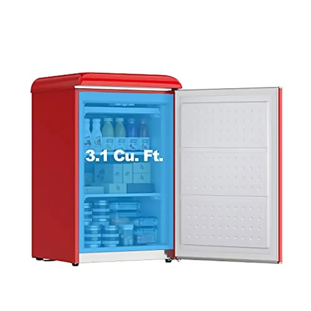 Adjustable Temperature Control Mini Upright Freezer 3.1 Cu.Ft Lightweight Portable Retro Look Energy Saving Quiet Operation