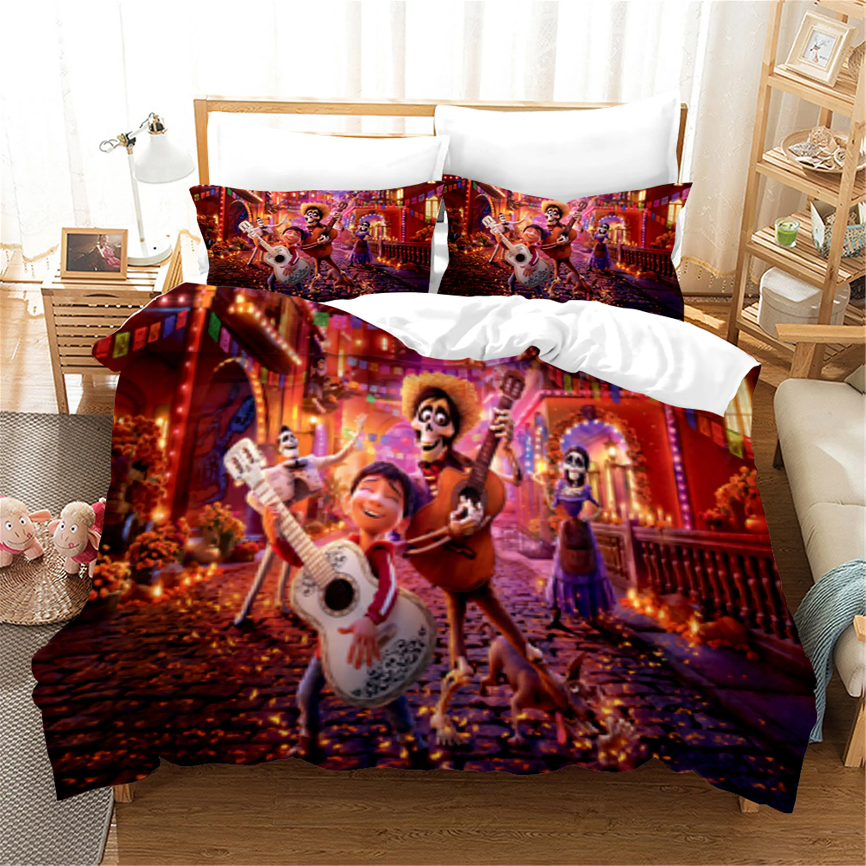 Cartoon Movie Skull Duvet Cover & Pillow Cover Bedding Set Single Double Twin Full Queen King Size Bed Set for Bedroom Decor