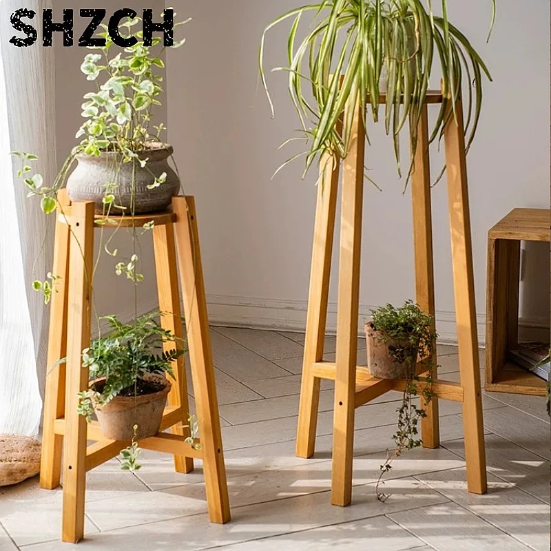 Solid Wood Plant Stand Tall Flower Holder Multi-Tier Planter Rack for Balcony Living Room Display