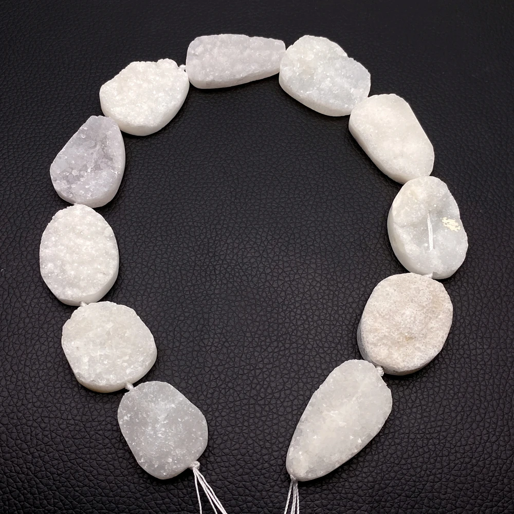One Strand Natural Rough Raw White Quartz Hammered Nuggets Organic Cut Beads 17