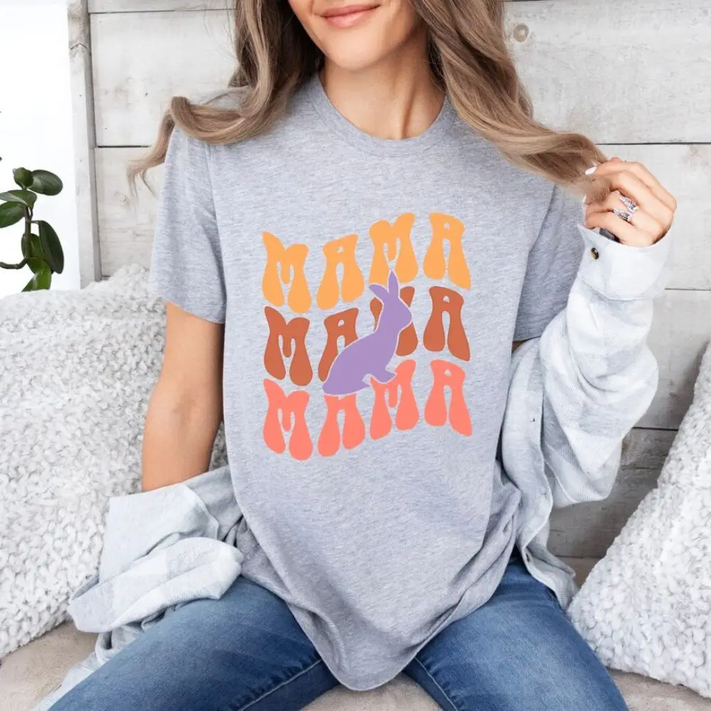 Mama Bunny T Shirt Mother's Day Shirt Easter Expecting Mom Comfort Tank Top Mama Bunny O-Neck Loose Tee Top Mama Gift