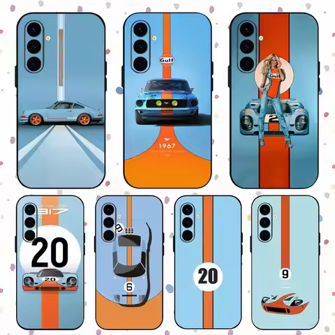 Star G-Gulf Ra-cing Car Super Phone Case For Samsung Galaxy S25 S24 S23 S22 S21 S20 Plus Ultra Note20 Soft Black