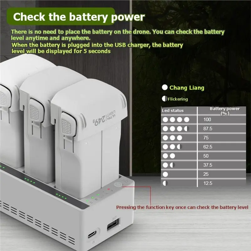 [B24B!】 Charging Hub 3-Channel Two-Way For DJI Lito 1 X1 Drone Fast Power Bank Multi-Battery Dock
