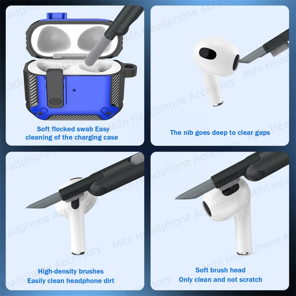 ل airpods 4 USB-C أبل 2024 Airpods حافظة التبديل مكافحة سقوط حقيبة سماعة الاذن للرجال ل Airpods برو 2 3 4 حافظة مع مجموعة التنظيف