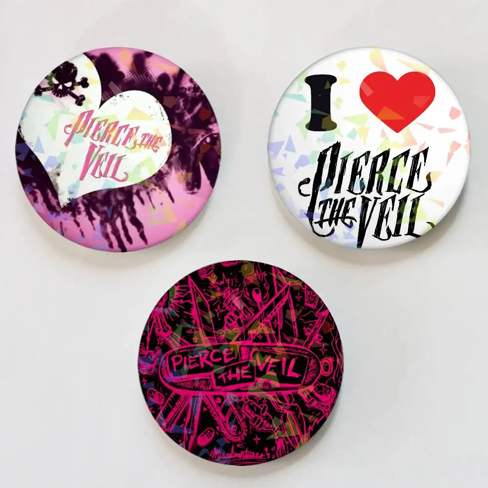 Band P-Pierce The Veil Round Exquisite Laser Badge Brooches Creative Pins For Clothes Hat Backpack Gift Accessories