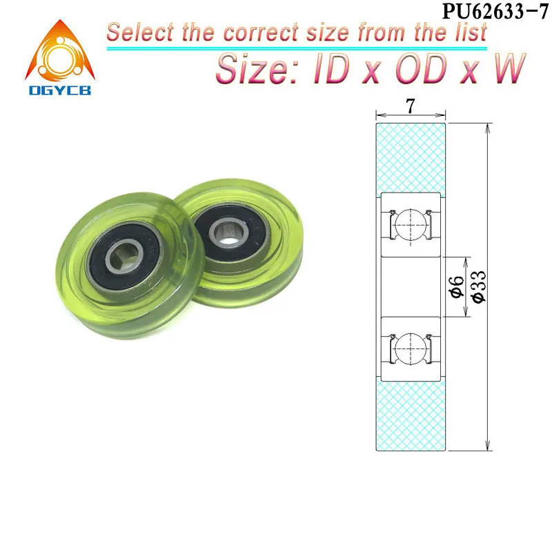 1pcs 8x30x11 Polyurethane Covered Bearing Pulley Wheel  PU60830-11 PU Roller 8*30*11 Urethane Cover PU626 Plastic Bearing