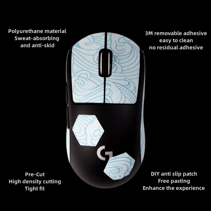 Esports Tiger Gaming Mouse Grip Tape, adesivos laterais da pele, resistente ao suor para Logitech G PRO X Superlight sem fio, GPW