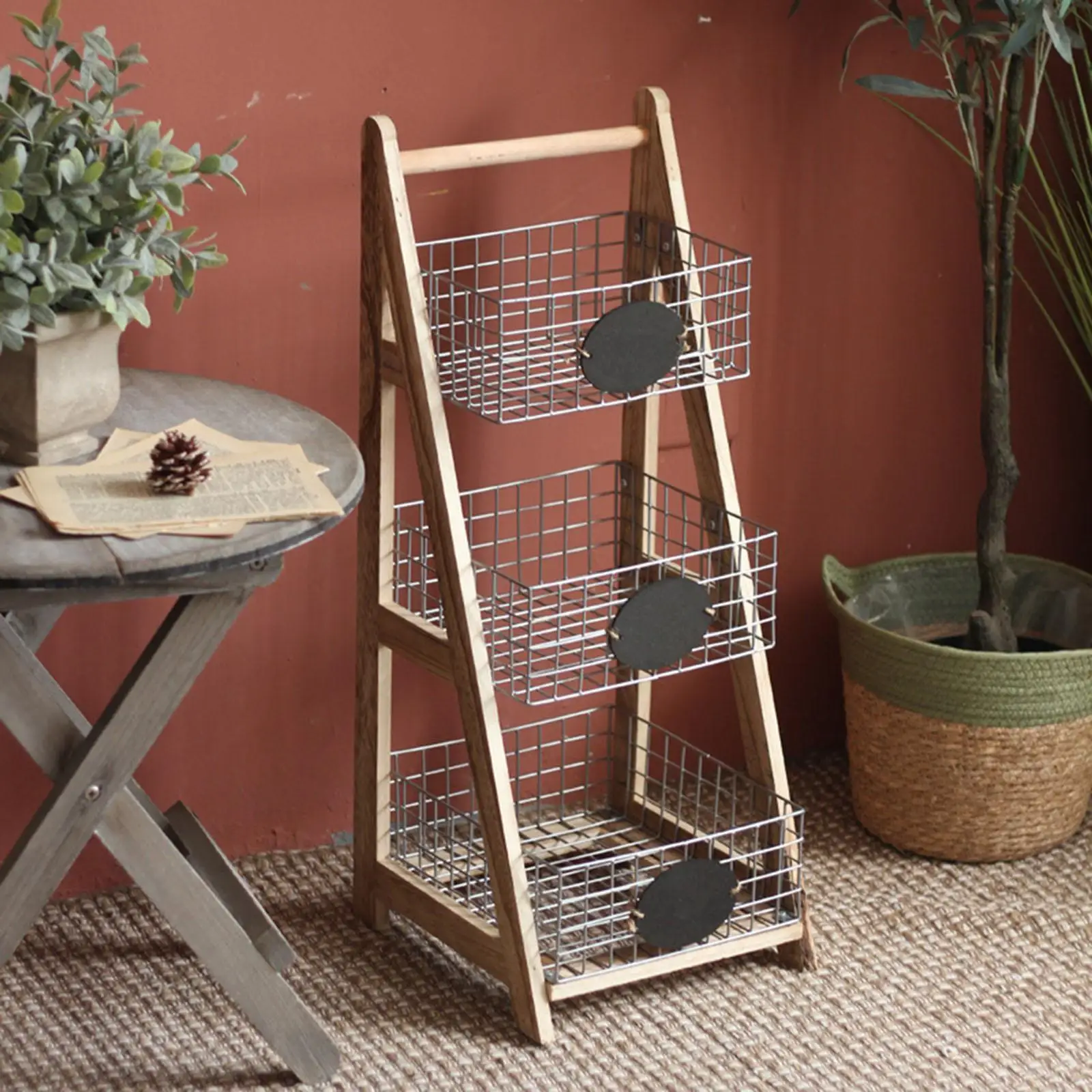 

Multi-layer Storage Rack Portable Wooden Space Saving Plant Shelf for Balcony Potted Plants Toys Children Books Dorm Living Room