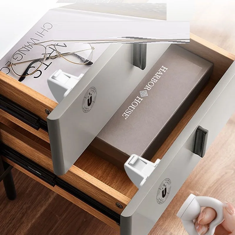 Invisible Magnetic Cabinet Lock Child Baby Safety Lock Anti-Opening Furniture Drawer Door Latch Safety Buckle Hardware Fitting - view 6