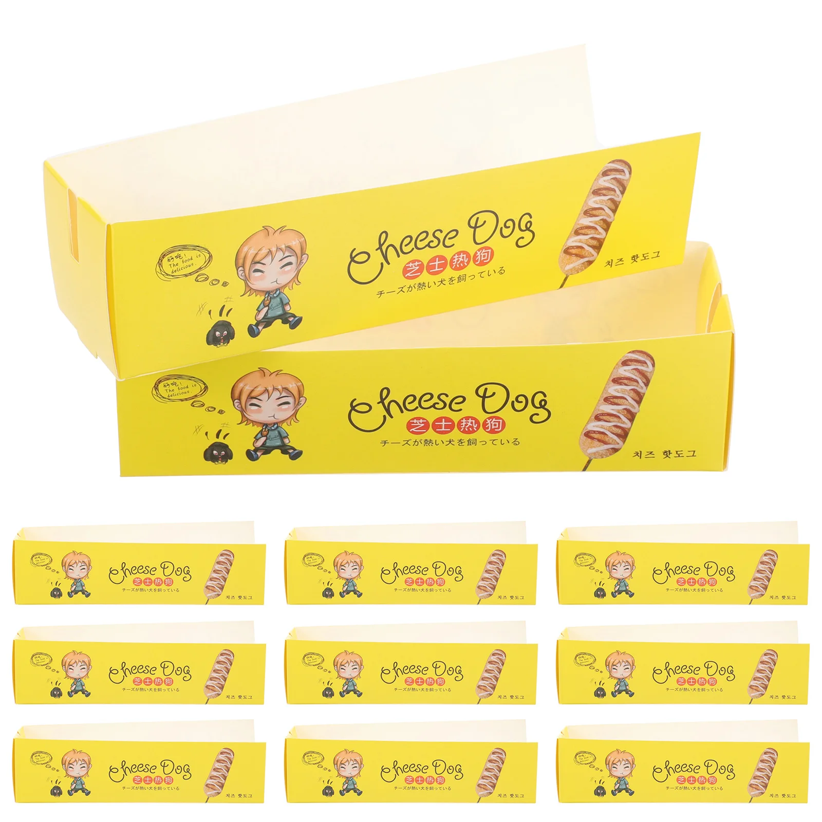 

100 Pcs Hot Dogs Boxes Disposable Food Containers Snack Takeaway Packaging Sausage Small Holder Paper Storage Box