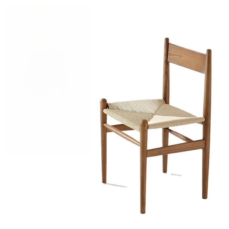 

Wabi-sabi wind woven leisure medieval solid wood chair, homestay cafe stool, negotiation balcony chair