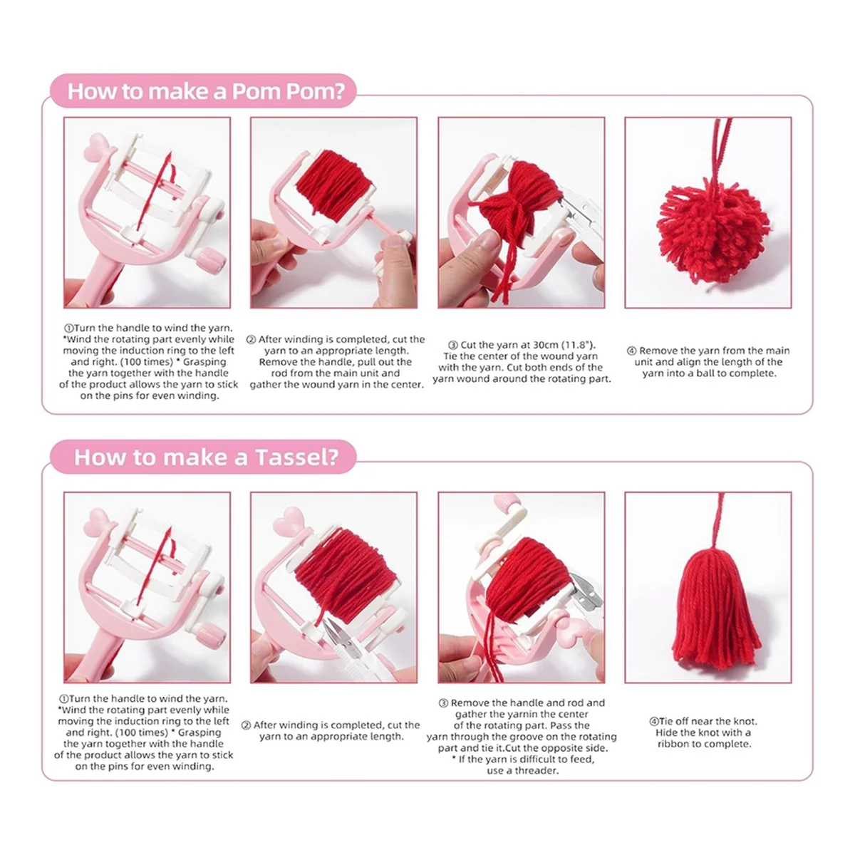 AT53 Pom Makers Set Tool Winder Tool with Thread Cutter for Ball DIY Wool Yarn Crochet Knitting Craft Project