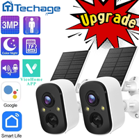 Techage 3MP Wireless Solar Battery IP Camera Outdoor Security WiFi PIR Camera Two Way Audio Human Detection Support Alex