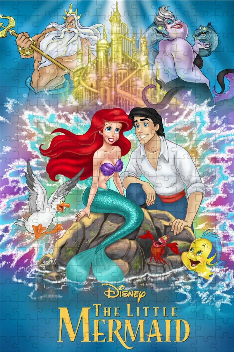 Disney The Little Mermaid ปริศนาสําหรับผู้ใหญ่ความเครียดบรรเทาของเล่นการ์ตูนภาพยนตร์จิ๊กซอว์ปริศนาเกมสติปัญญาของเล่น