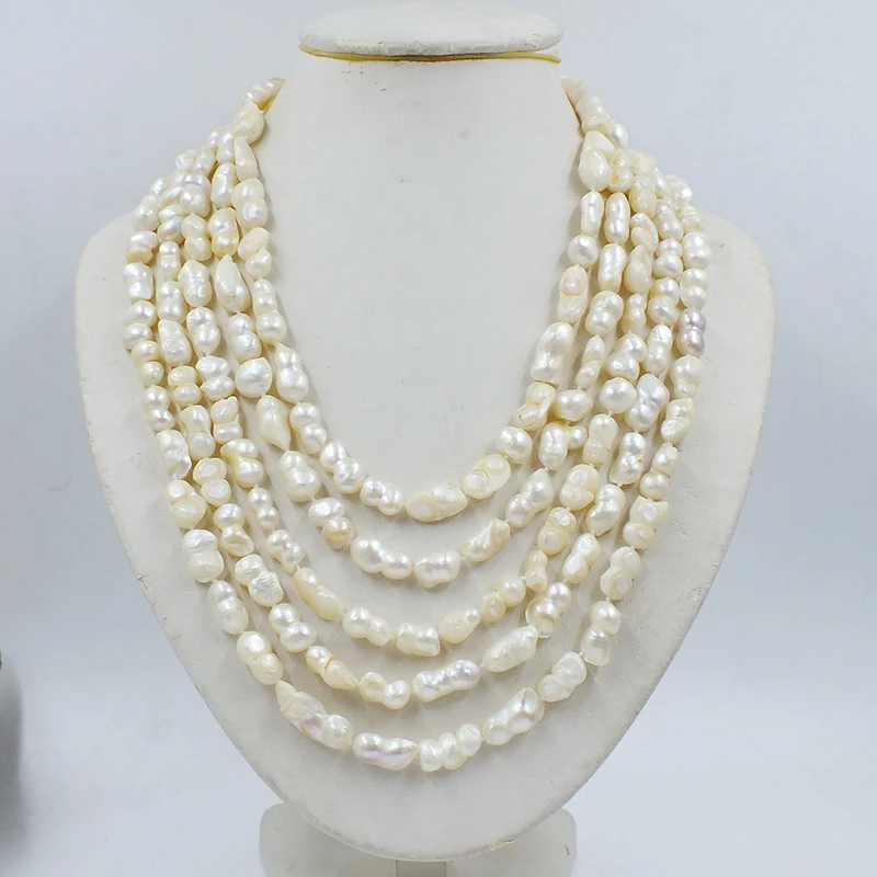 5 layer  Wonderful romantic fashion baroque freshwater pearl necklace  18-26