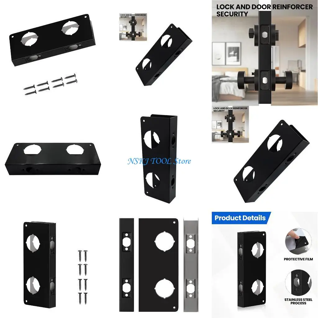 

L8RC Thick Stainless Steel Door Reinforcement Plate 2 Holes For Upgraded Door Lock Security System