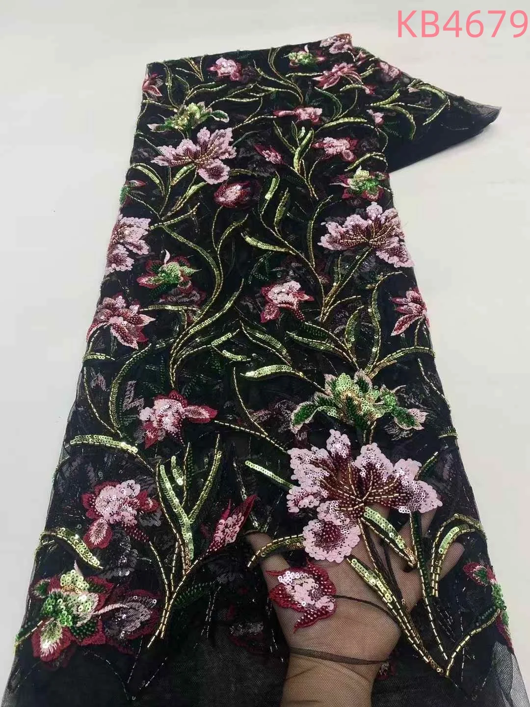 

Африканские зеленые платья из бисера, кружевная ткань, африканская ткань, кружево высокого качества, 2021, красное 3D цветочное кружево с блестками для шитья KB4679