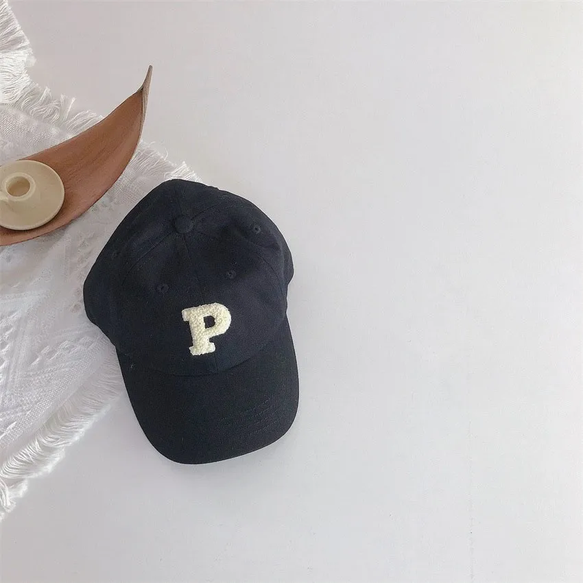 Casquette de baseball en coton avec lettres brodées pour enfants,chapeau de protection solaire pour enfants, casquettes à visière simples