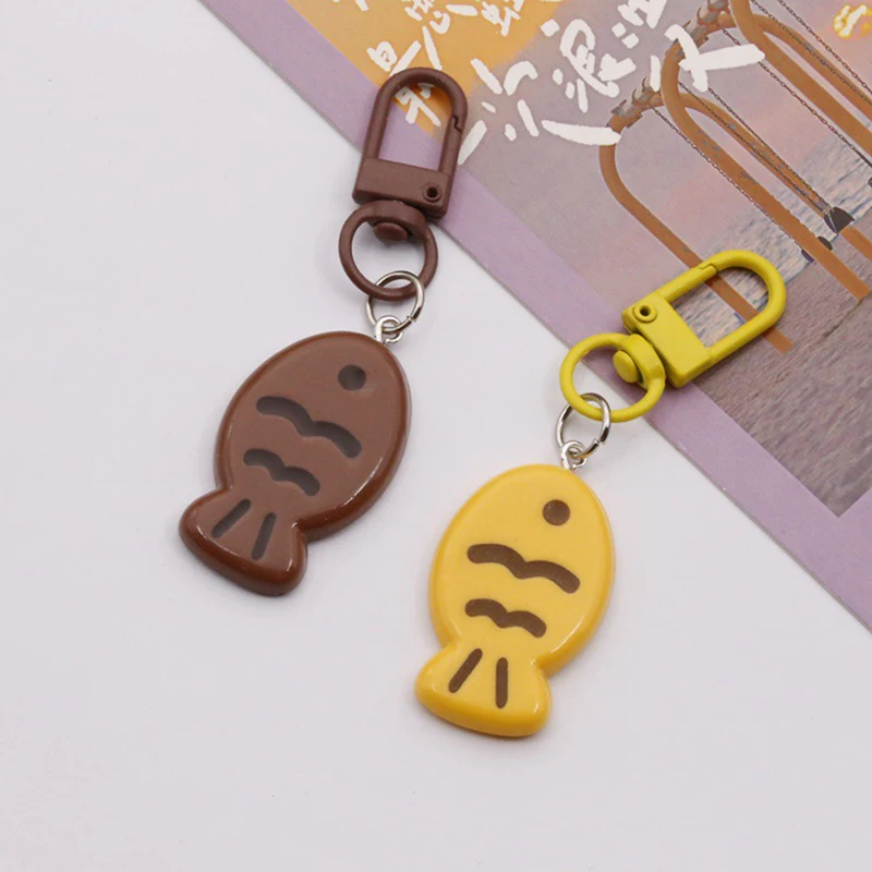 Kawaii Candy Color Taiyaki Keyring Cartoon Little Fish Keychain Key Holder Accessories School Bag Pendant Couple Gifts