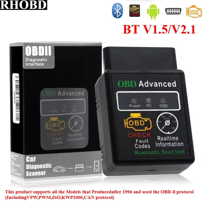 

НОВЫЙ ELM 327 V2.1 V1.5 Автомобильный BT HHOBD2 ELM327 Bluetooth Автомобильный детектор неисправностей Инструменты Автоматический сканер кода Поддержка всех протоколов OBD