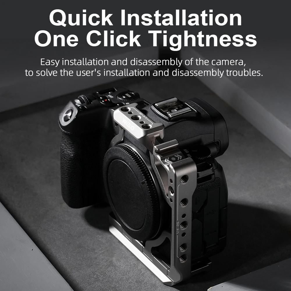 YANZUO-plataforma de jaula para cámara Canon EOS R, funda protectora con mango lateral para micrófono con luz LED, piezas de expansión DSLR