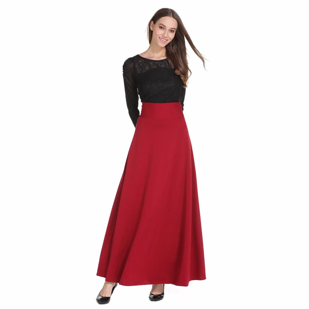 

High Waist Maxi Skirt For Women Big Swing Ankle-Length Long Pleated Skirt Plus Size