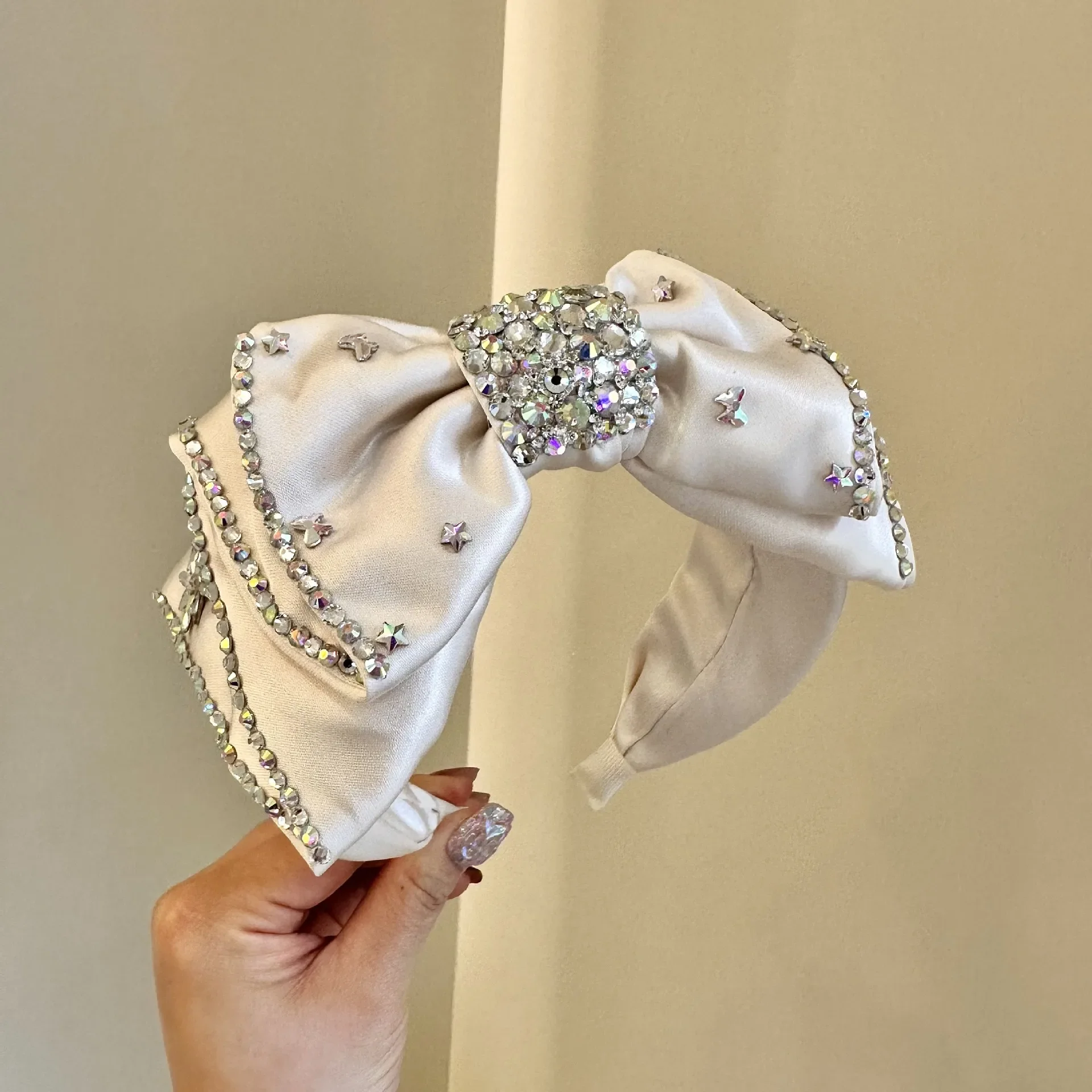 Crystal Women Headband Wide Side Big Bowknot Hairband Classic Casual Turban Girls Headwear Hair Accessories image 4