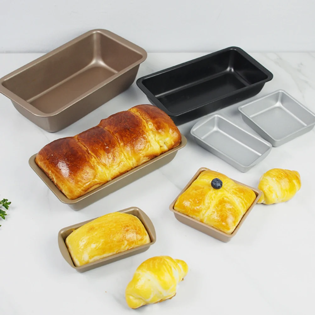 

5pcs 6 Inches Rectangular Non-Stick Baking Pan Carbon Steel Oven Toast Box Cake Tray For Home Kitchen Easy Clean