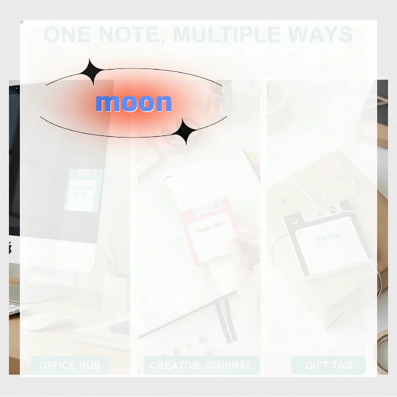 Retro Floppy Disk Sticky Notes Celestial Moon Pattern 4 Pack Small Notepads Perfect Office Desk Decor for Work Desktops