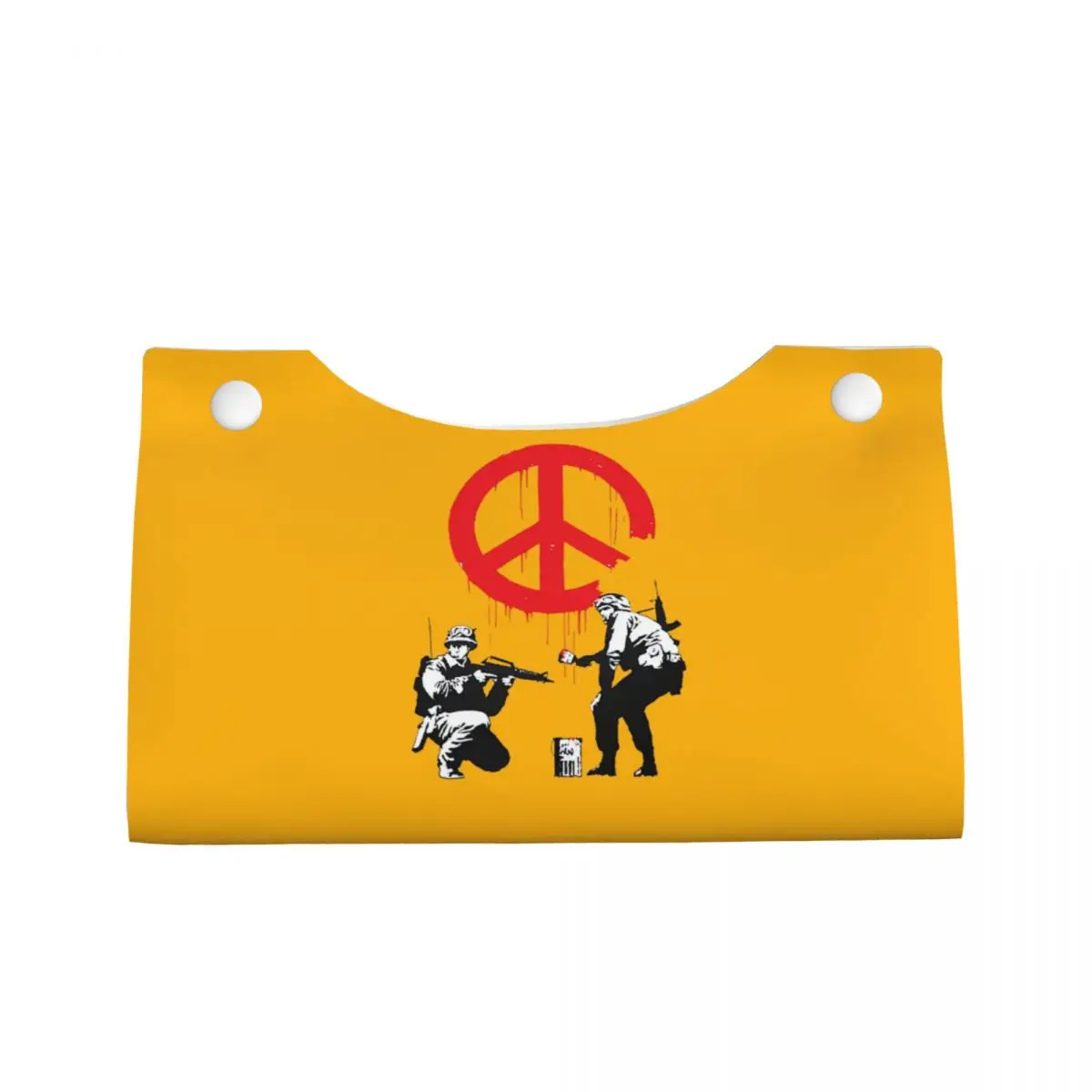 Custom Banksy Soldiers Facial Tissue Box Cover Rectangular Street Graffiti Artist PU Leather Tissue Box Holder for Car Toilet