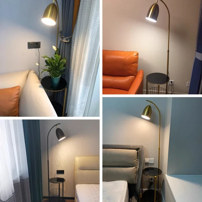 Imagem -06 - Scandinavian Wireless Charging Led Floor Lamps Lâmpada de Cabeceira com Prateleira Sofá Side Standing Lights Living Room Quarto