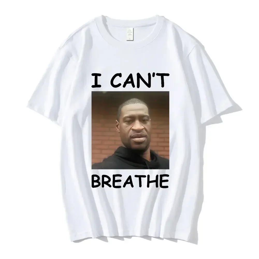 I can\'t breathe George Floyd White Geek Alphabet Graphics Custom Special Print Casual Loose T-shirt Oversized unisex top