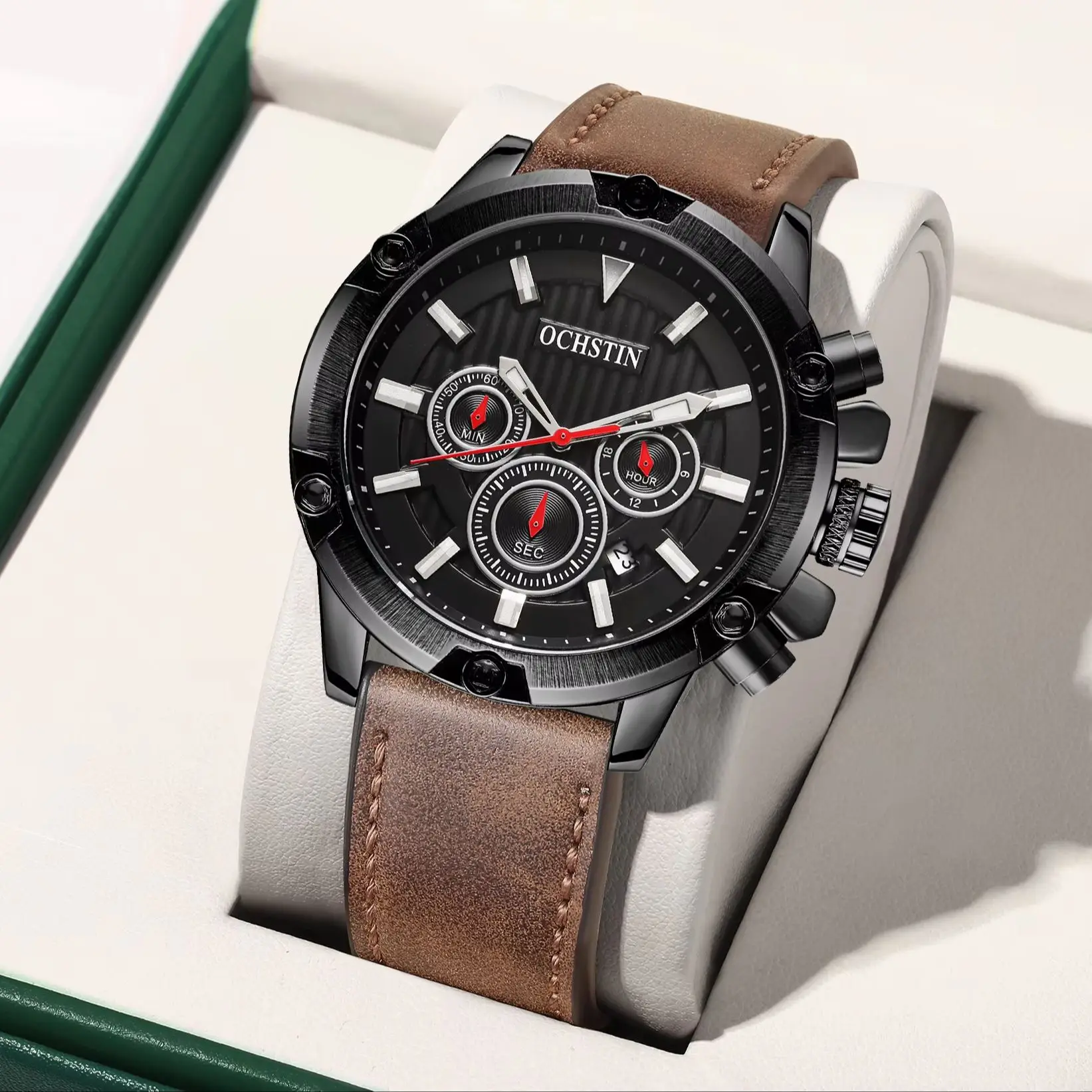 

OCHSTIN Multifunctional Casual Military Quartz Watches for Men Waterproof Chronograph Wristwatch with Date Luminous Hands