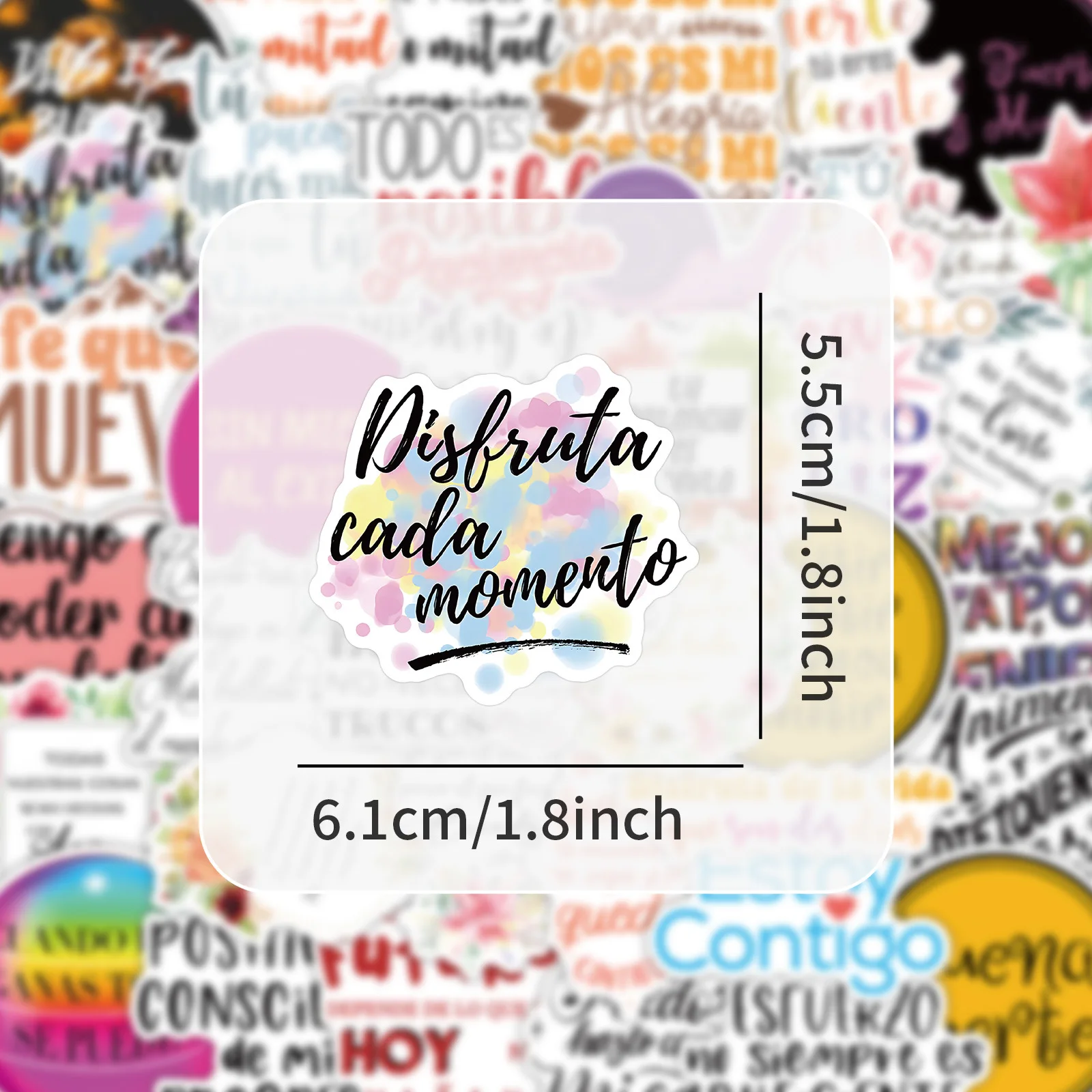 50PCS สเปนสร้างแรงบันดาลใจวลีสติกเกอร์สําหรับตกแต่งขวดน้ําเดสก์ท็อปคอมพิวเตอร์รถยนต์เครื่องเขียนโน้ตบุ๊คสติกเกอร์