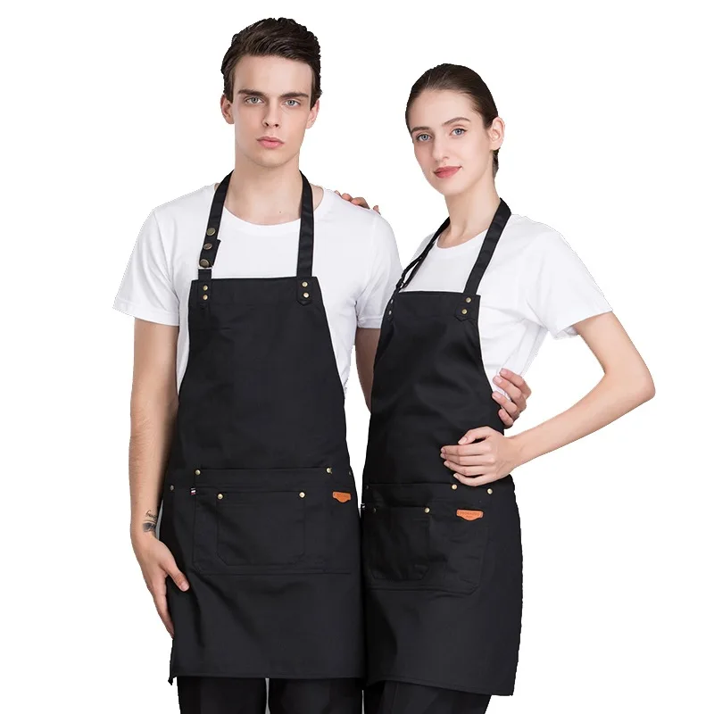 Korean Fashion Long Halter Black Work Clothes Custom Apron