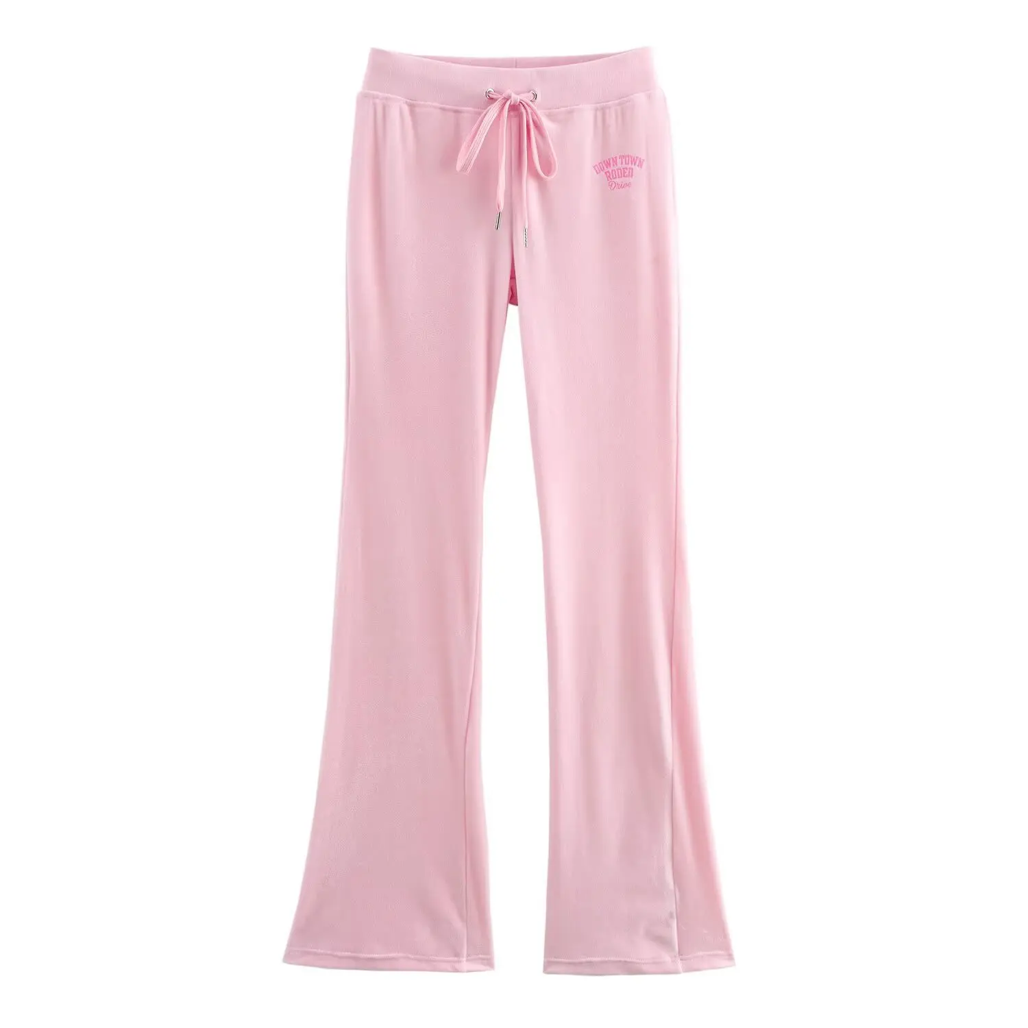 - Chaqueta deportiva con capucha para mujer, pantalón, traje, con letras estampadas, manga larga, bolsillos con cremallera, chaqueta, pantalones acampanados ajustados con cordones, conjunto nuevo de primavera