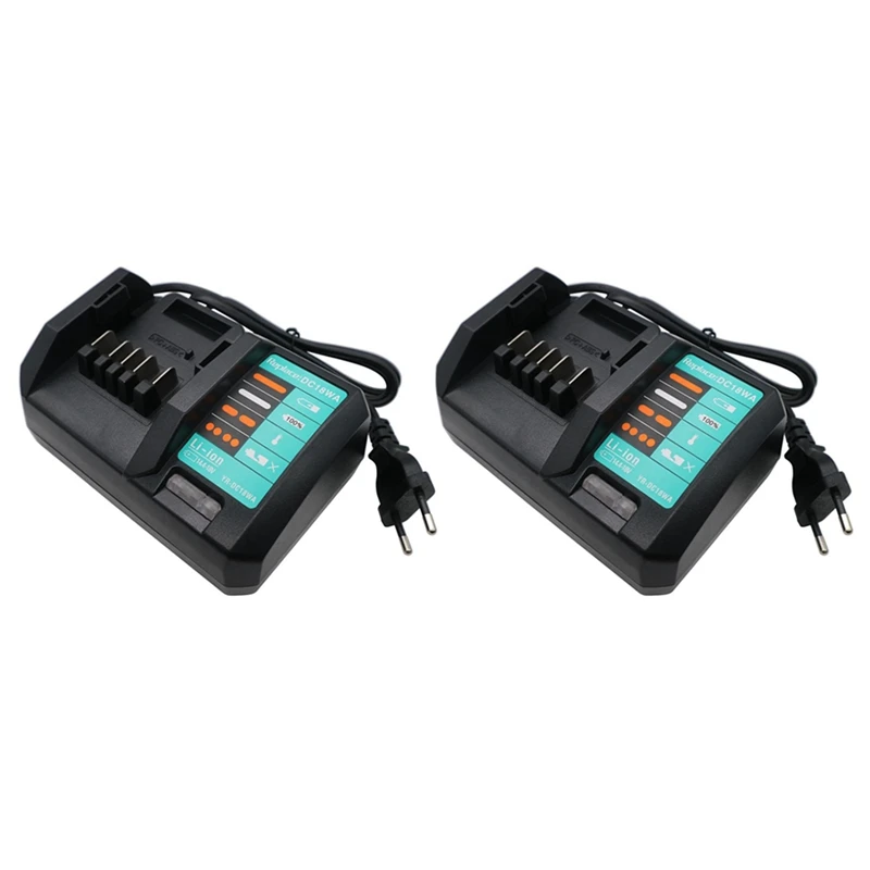 2X 14.4V-18V Charger DC18WA For Maktec MAKITA DC18SG DC1851 BL1813G BL1415G BL1815G BL1413G UH522D UM167D(EU Plug)