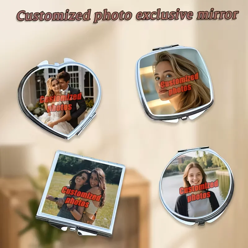 Customized Photo Circular Square Love Shaped Mirror Makeup Mirror Unique Design Valentine'S Day Gift, Easter,